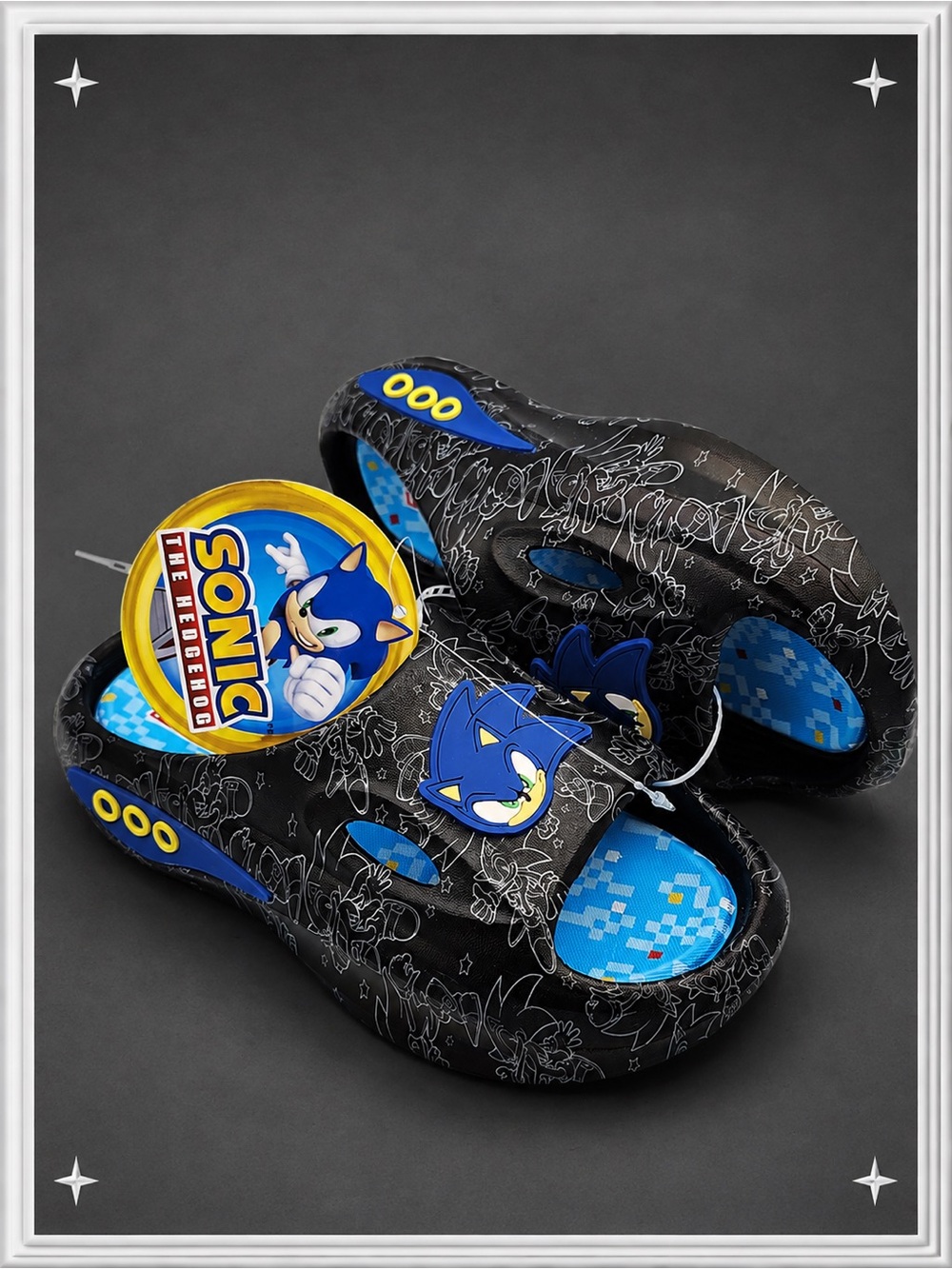 Black/Blue Sonic the Hedgehog Slides | Kid's 13 NWT